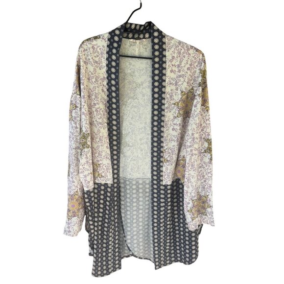 Free People Forget Me Knot Tie Front Kimono Women’s Large In Ivory - Picture 11 of 13